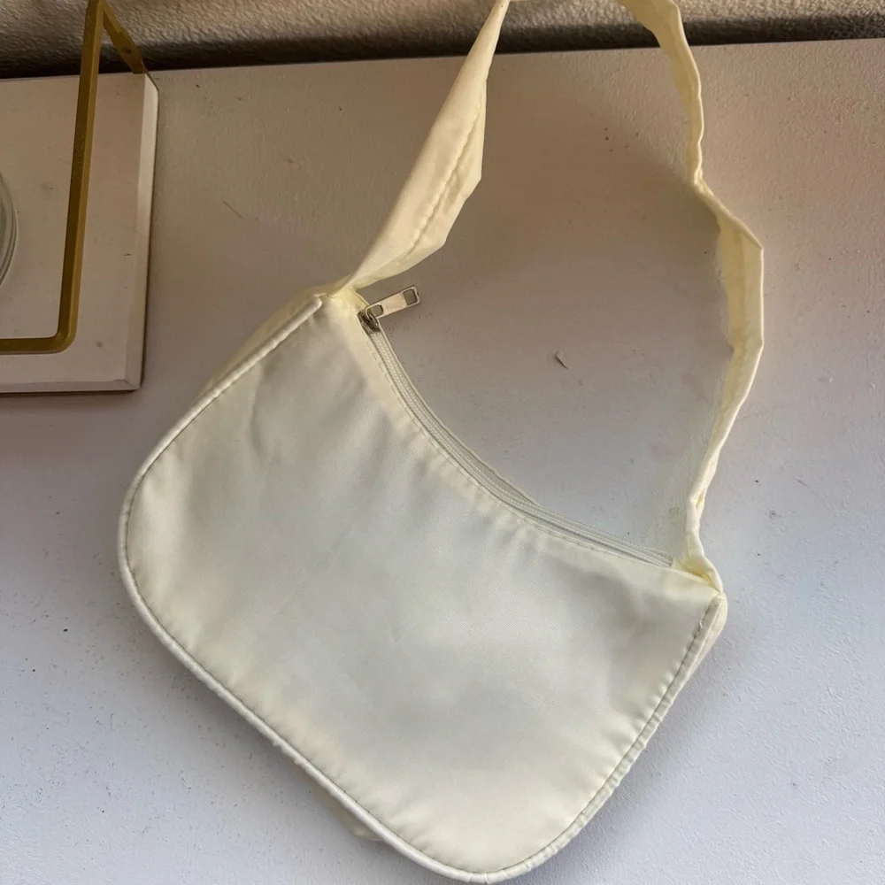 Butterfly Charm Nylon Shoulder Bag Purse in White | NWT - Picture 4 of 4